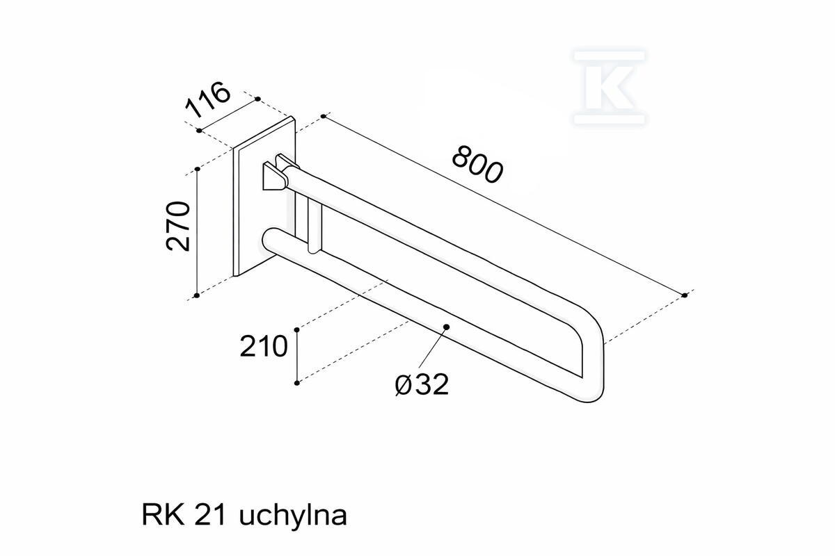 Rukohvat za osobe sa invaliditetom, - RK 21 80/B